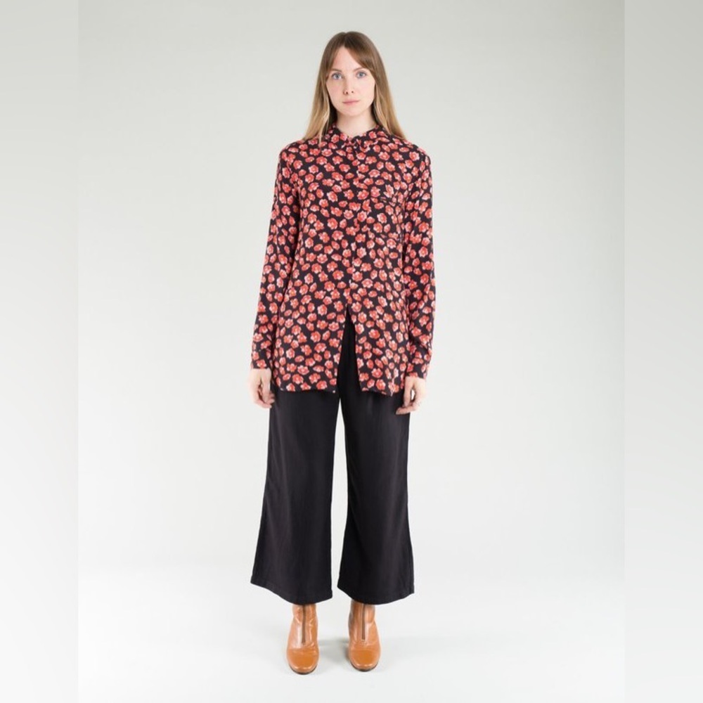 Ganni Lindale Crepe Long Sleeve Top Blouse Size 10/12
